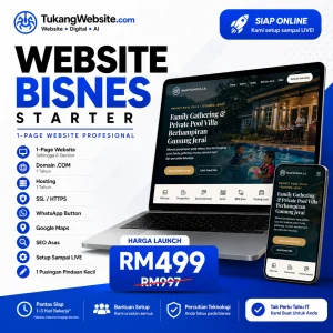 Website Bisnes Starter TukangWebsite.com dengan domain dan hosting untuk bisnes Malaysia